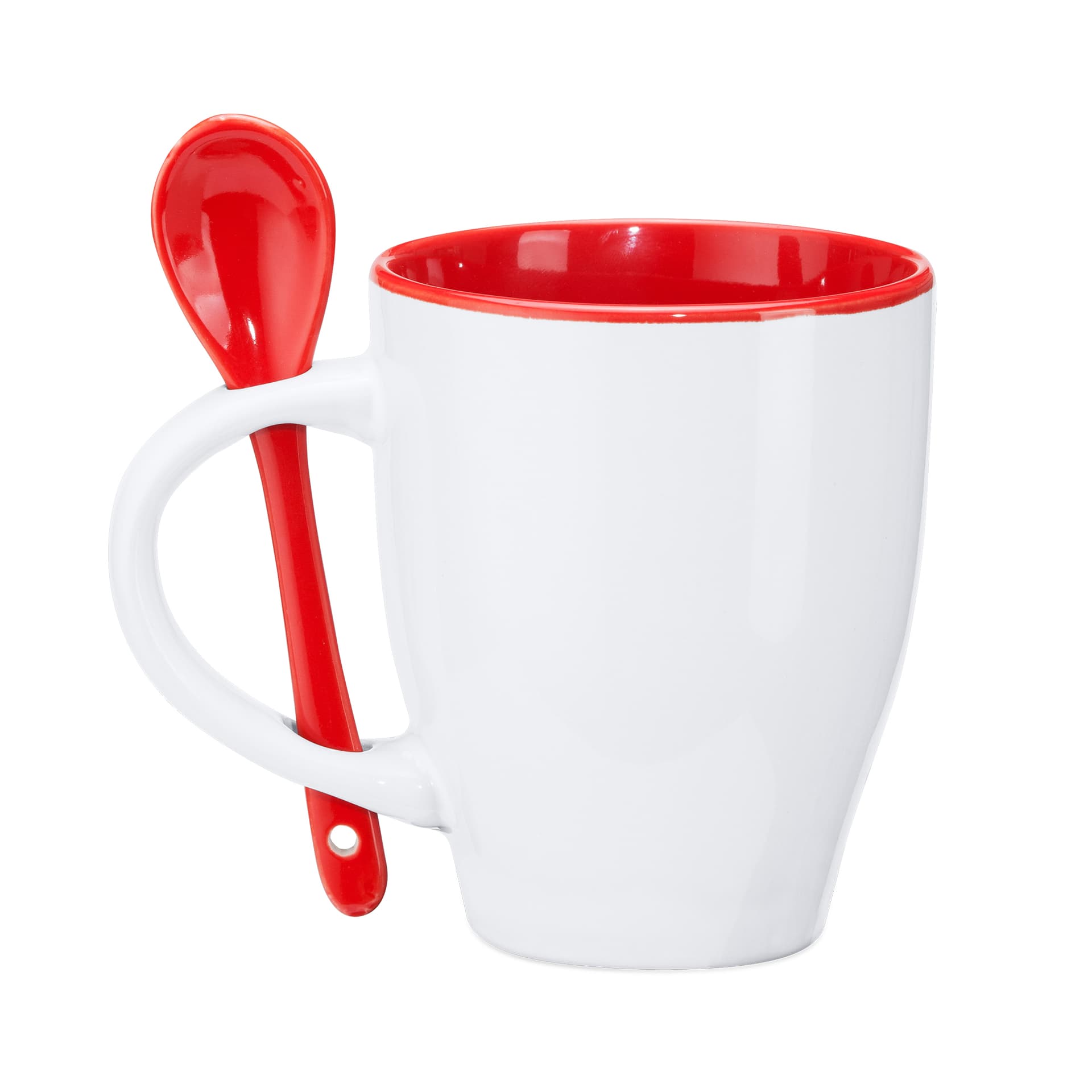 Taza de cerámica elegante con cuchara, 350 ml, apta para microondas