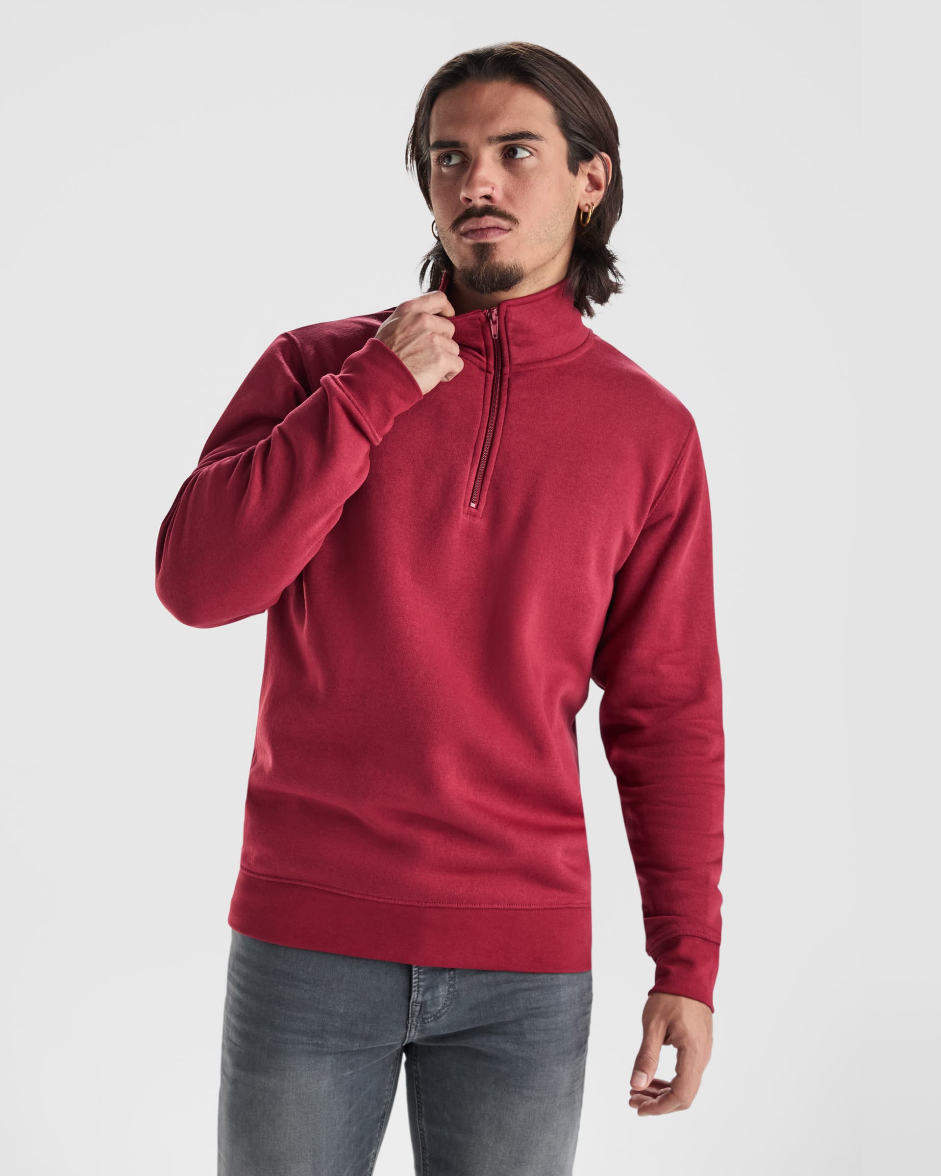 Sudadera de media cremallera 50% algodón y poliéster